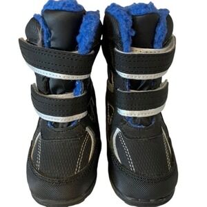 Totes Toddler Kids Winter Snow Boots Black Blue Faux Fur Lined Lined Size 6